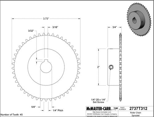 45-tooth wheel shaft sprocket